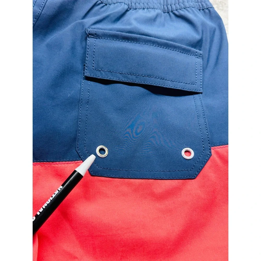 Johnnie-O Swim Trunks Boys Size 10 Blue Coral Colorblock Board Shorts